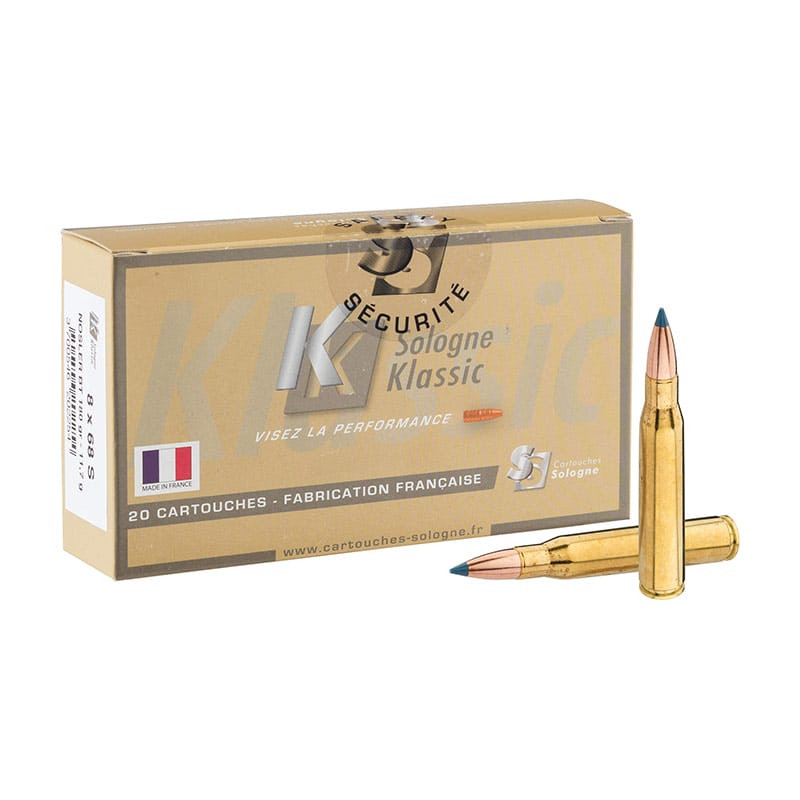 Cartouches à percussion centrale SOLOGNE Cal.8x68S Type Nosler Ballistic Tip