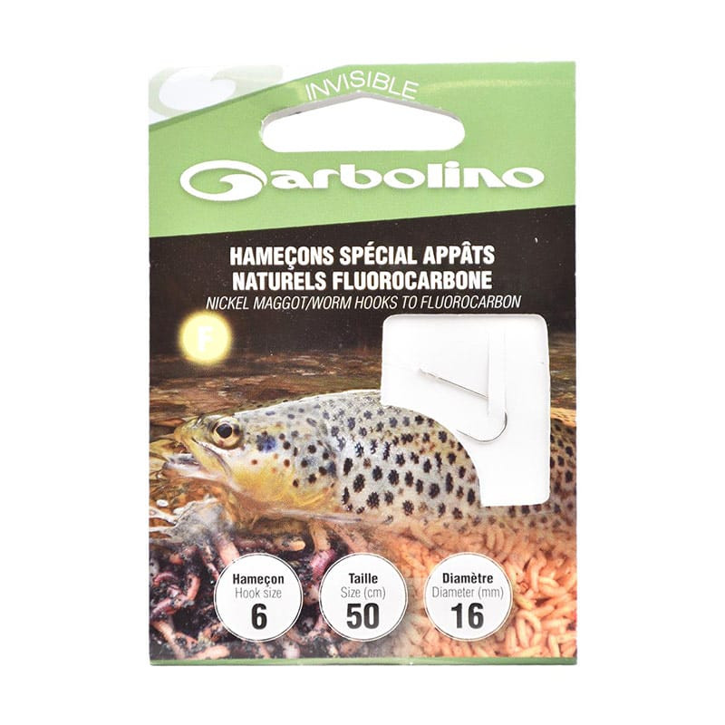 Hamecons Special Appats Naturels Montés GARBOLINO Truite Fluorocarbone