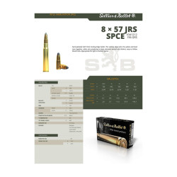 Cartouches SELLIER & BELLOT Cal.8X57JRS SPCE 12,7G