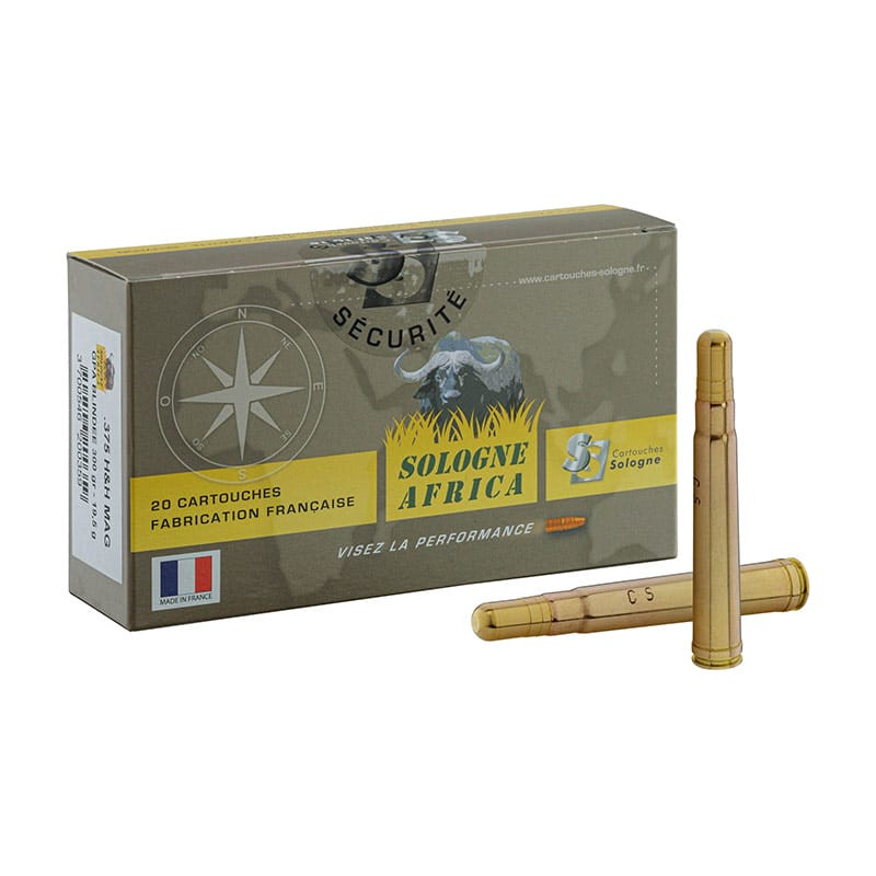 Cartouches à percussion centrale SOLOGNE H&HA Balle Blindee Cal.375 Mag.