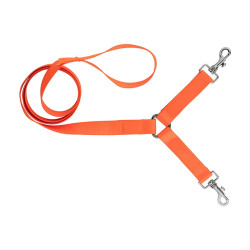 Laisse COUNTRY 1,30 M Sangle Nylon 2 Chiens Orange Fluo