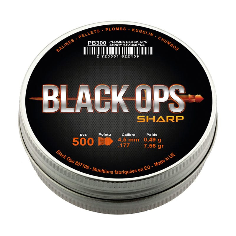 Plombs BLACK OPS Sharp A Tete Pointue Cal.4.5mm Black Ops