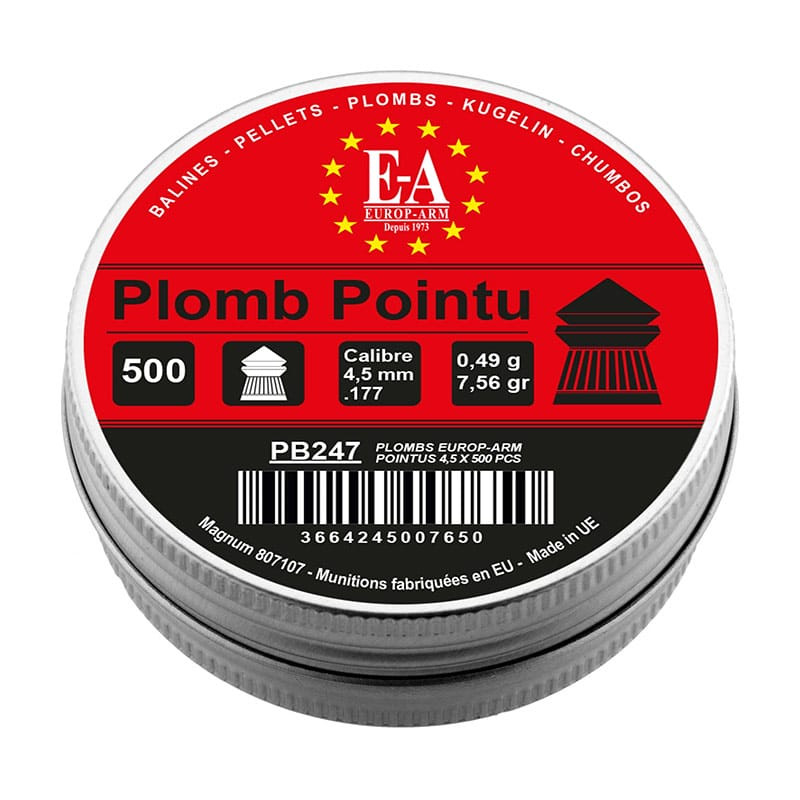 Plombs EUROPARM A Tete Pointue Cal. 4,5 Mm