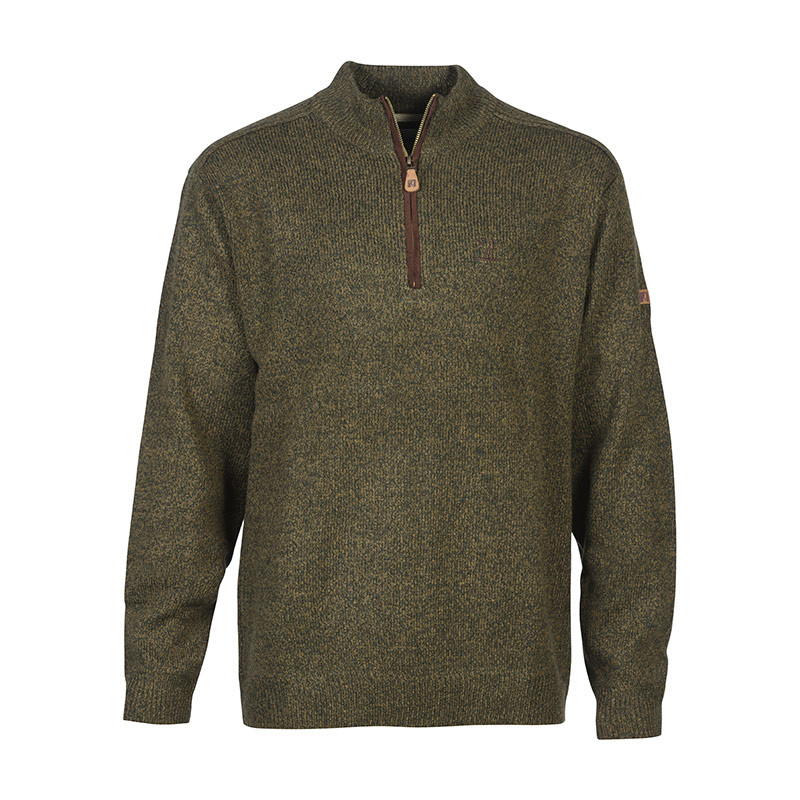 Pull PERCUSSION Chasse Brodé Col Cheminée